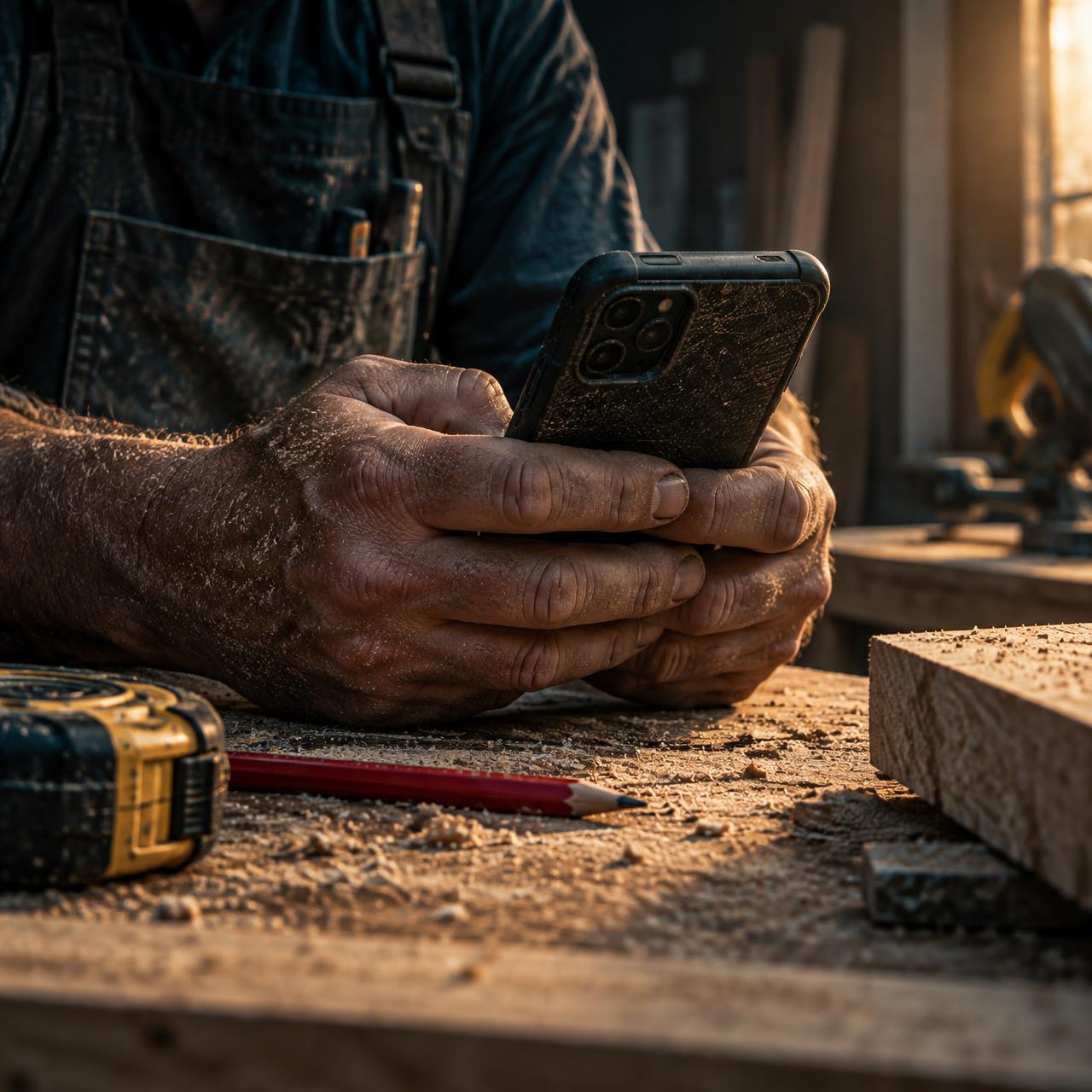 Handwerker bei der Arbeit am Holz